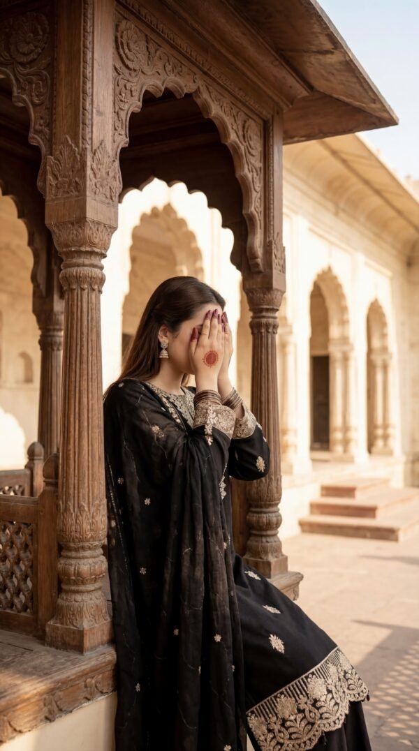 Embroidered Formal Daily Wear 3 Piece Black