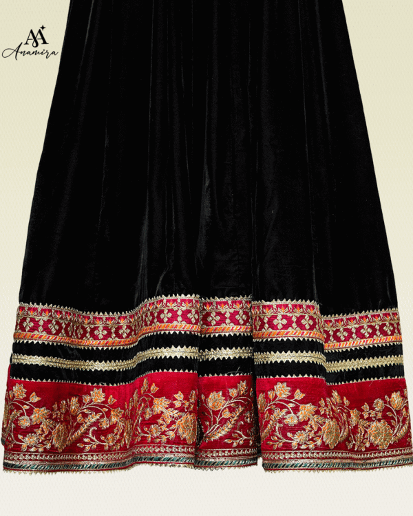 Black Velvet Embroidered Maxi Dress