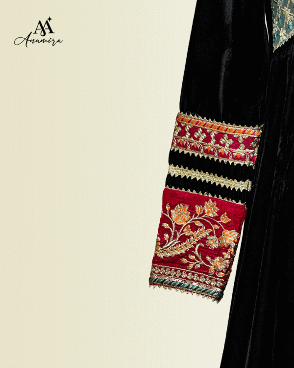 Black Velvet Embroidered Maxi Dress