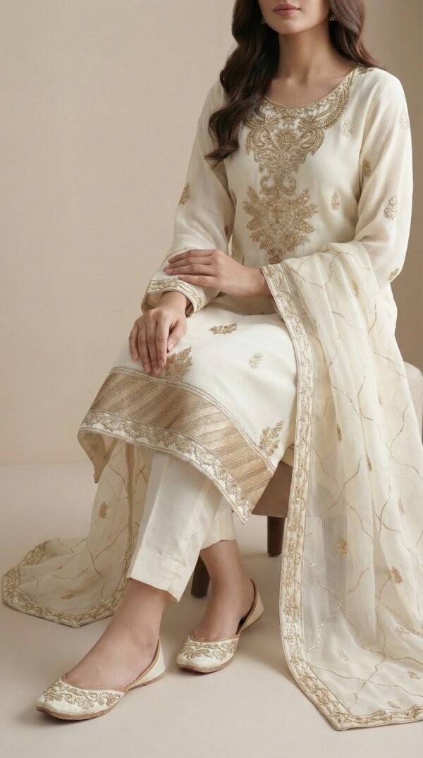 Anamira Premium Ivory Embroidered 3-Piece