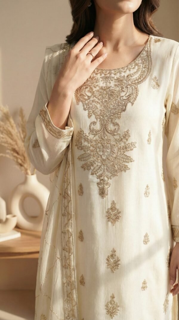Anamira Premium Ivory Embroidered 3-Piece