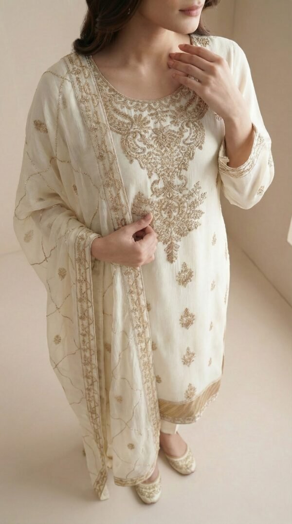 Anamira Premium Ivory Embroidered 3-Piece