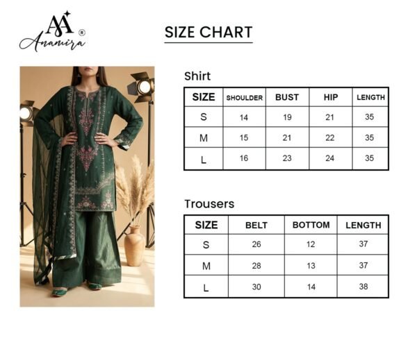 Luxury Embroidered 3-Piece – Emerald Green