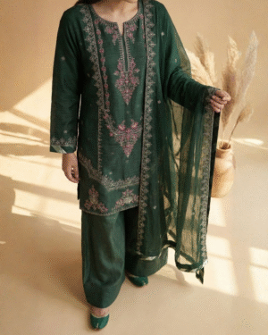 green original Luxury Embroidered 3-Piece – Emerald Green